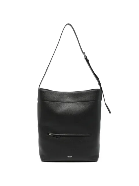 TOM FORD zip-pocket leather shoulder bag Black H0763LCL615Y