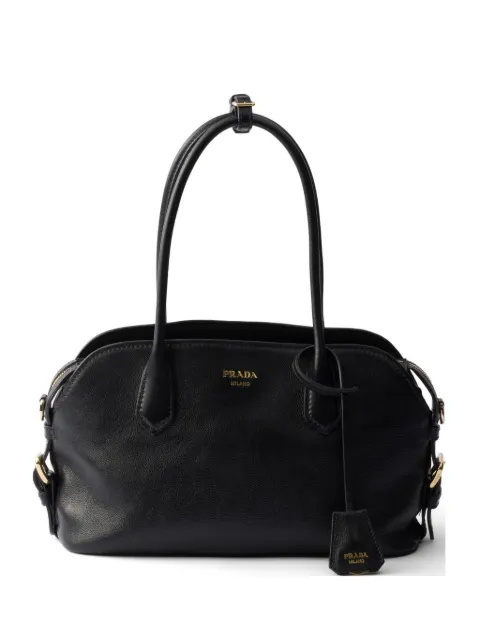 Prada signet medium leather tote bag Black 1BG609VDOO2HF2
