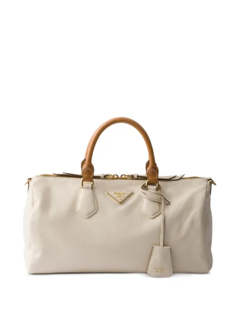 Prada large leather top-handle bag Neutrals 1BB175VOOO2ZQX