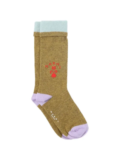 Marni logo-embroidered ribbed-trim socks Green SKMC0224Q0UFZ416