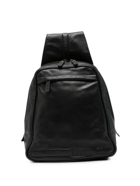 Miu Miu Pre-Owned 2000s logo-embossed backpack Black MI600BQQ