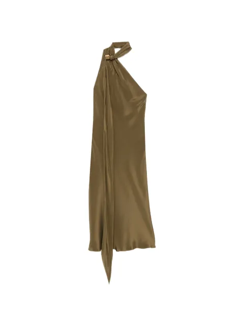 Max Mara Evasto one-shoulder hardware-detail silk midi dress Green 2621226017600
