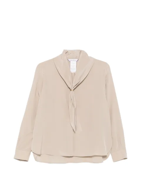 Max Mara Dry bow-detail silk blouse Neutrals 2621116091600