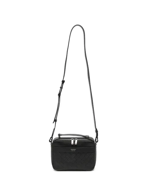 Ferragamo Gancini-embossed leather messenger bag Black 794098