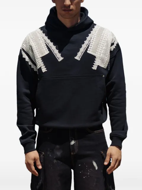 ROUGH. Giagia crochet-trim hoodie Black SS26RGH035