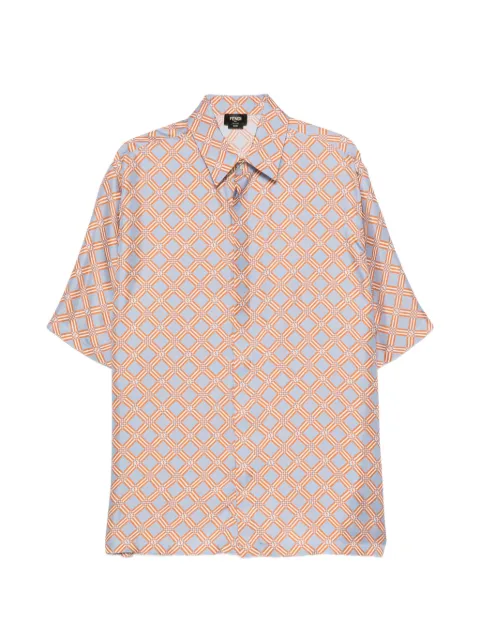 FENDI geometric-print short-sleeve shirt Blue FS1317B15T