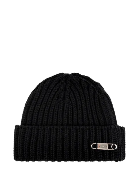 Givenchy logo-plaque ribbed beanie hat Black 710011523