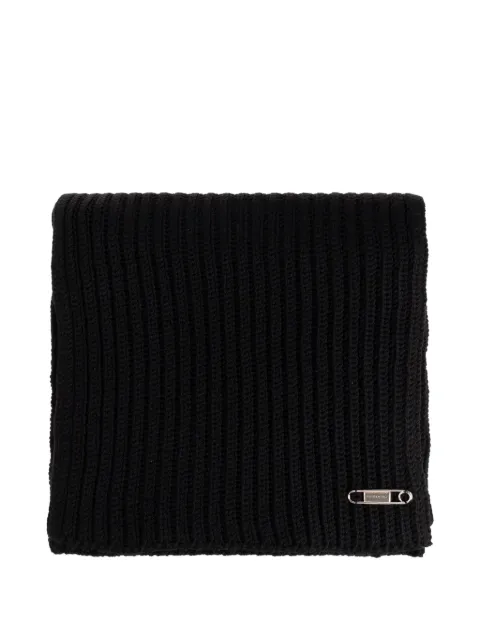 Givenchy ribbed-knit pin-detail scarf Black 710011524