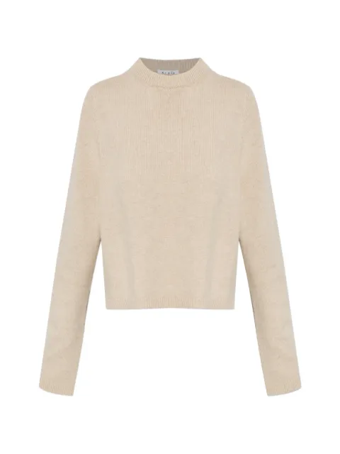 Alaïa ribbed-trim cashmere sweater Neutrals AA9G0140K264D