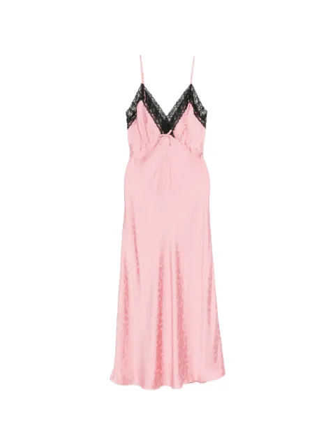 Rixo Alberta lace-trim jacquard maxi dress Pink ALBERTADRESS