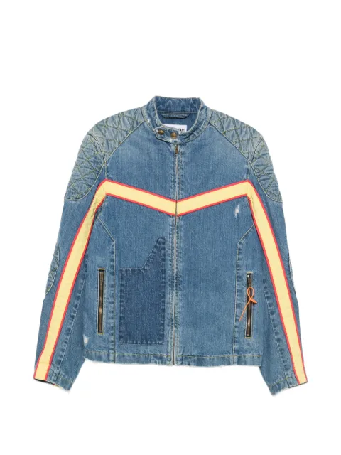 Moschino Pre-Owned 2000s panelled quilted-shoulder denim jacket Blue MO390BQK