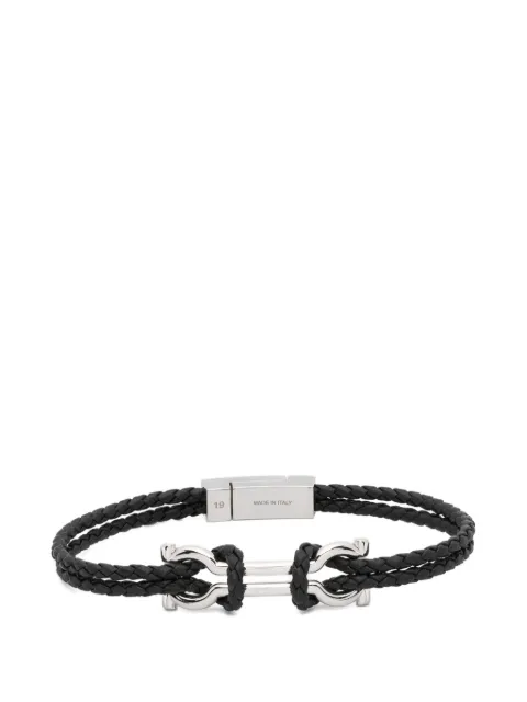 Ferragamo Gancini braided leather bracelet Black 796082