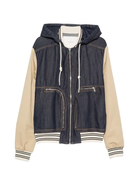 YES LONDON hooded panelled denim bomber jacket Neutrals XC5271