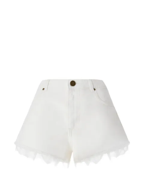 PINKO frayed-hem logo-embellished shorts White 104593A3D8
