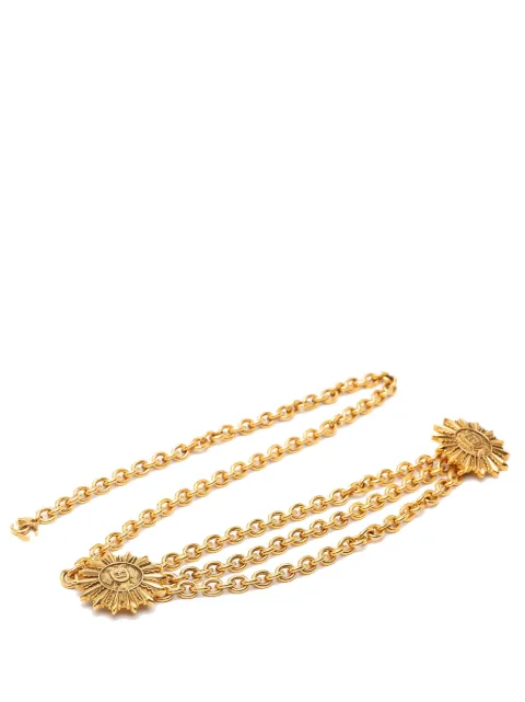 CHANEL Pre-Owned 1970-1980 CC Gold Plated Sun Medallion Triple Chain belt Gold OJLFT28ENSOC8JQX
