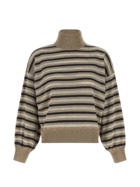 Brunello Cucinelli striped lamé-knit sweater Neutrals M16221903PCFU69