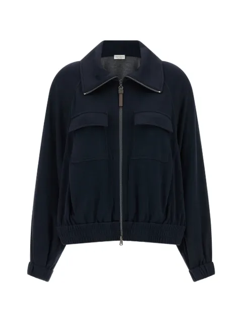 Brunello Cucinelli Monile-embellished zip-up sweatshirt Blue MP828B2B06C8366