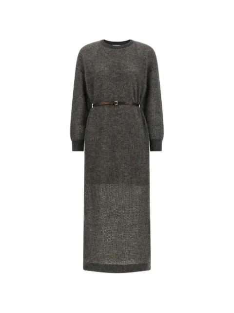 Brunello Cucinelli Monile belted mesh-knit midi dress Grey MGG270A90PCUG68