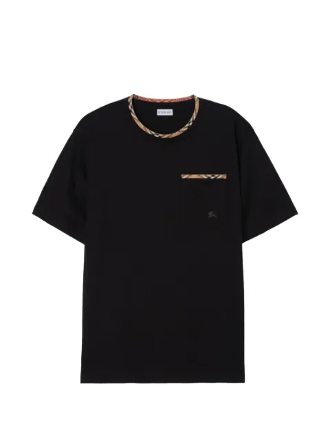 Burberry Check trim cotton T-shirt Black 8127628