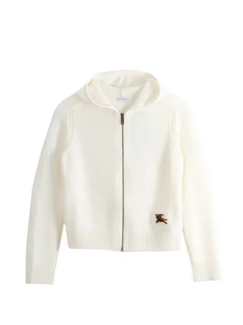 Burberry logo-patch zip-up cardigan Neutrals 8127143