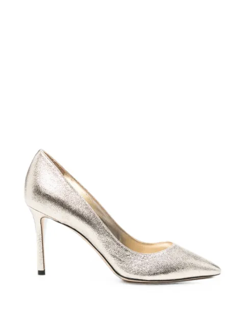 Jimmy Choo Romy metallic leather pumps Gold ROMY85DXB