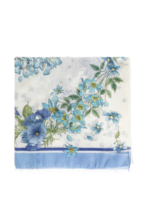 Ferragamo floral-print fringed scarf White 795238