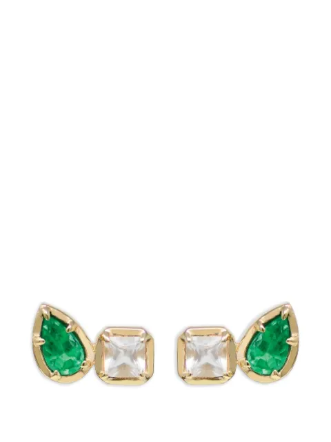 Anzie Mélia Toi Et Moi emerald white-topaz stud earrings Gold 4989WE