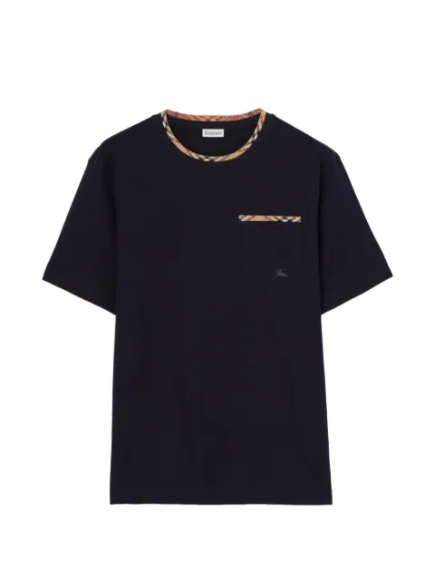 Burberry Check trim cotton T-shirt Blue 8130050