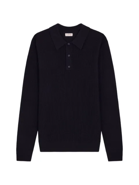 FURSAC waffle-knit wool polo shirt Blue FHPTS00152