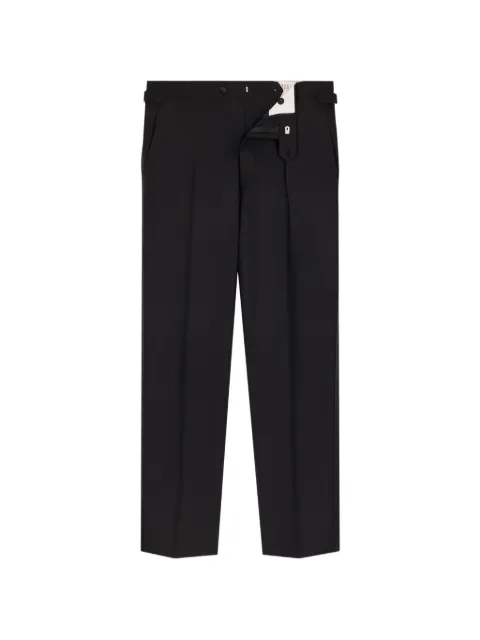 FURSAC satin-trimmed virgin-wool trousers Black FHPPA00293