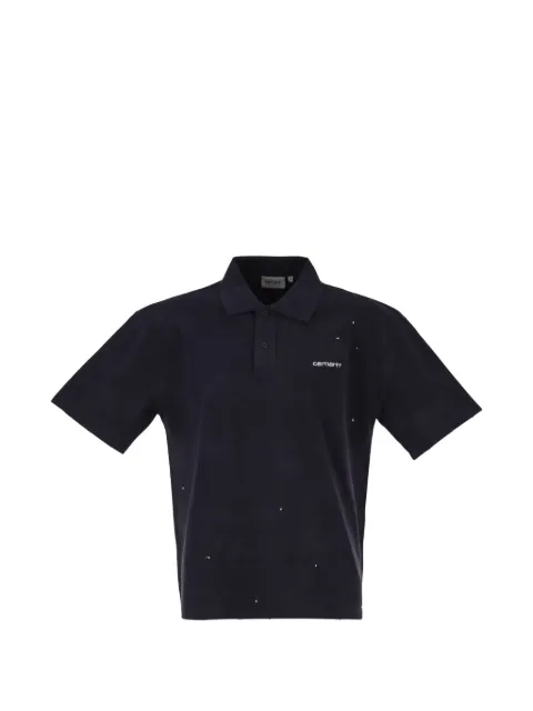 Carhartt WIP logo-embroidered paint-splatter polo shirt Blue I036856