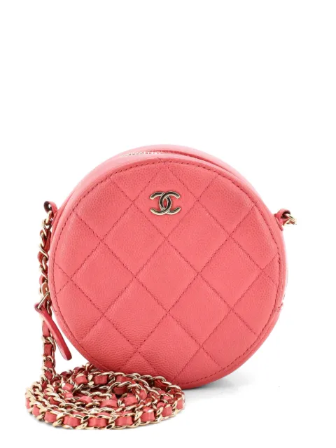 CHANEL Pre-Owned Round Clutch with Chain Quilted Caviar Mini crossbody bag Pink KLADRM9WR8XA7DFQ