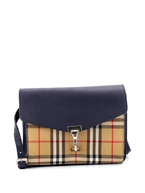 Burberry Pre-Owned Macken Leather and Vintage Check Canvas Small crossbody bag Blue GWUD72V3RA3Z7VUG