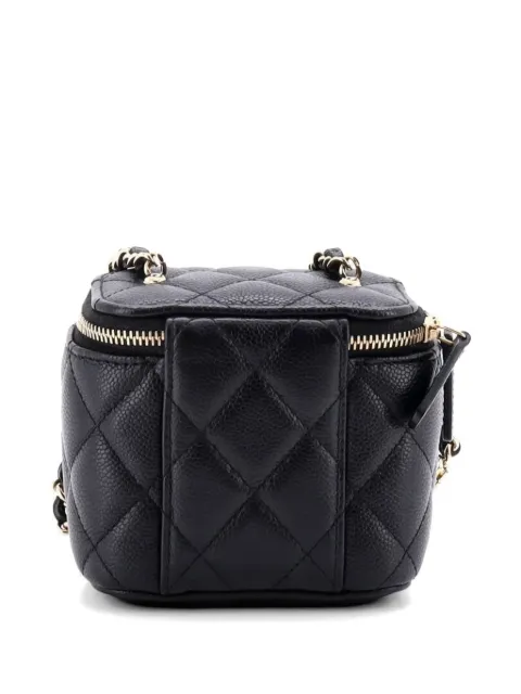 CHANEL Pre-Owned Tiny CC Link Vanity Case with Chain Quilted Caviar Mini clutch bag Black GWULUNPJHUN13K60