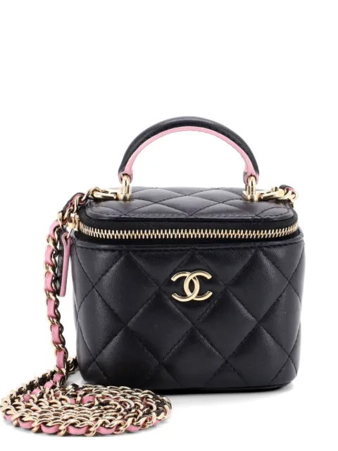 CHANEL Pre-Owned Classic Top Handle Vanity Case with Chain Quilted Lambskin Mini crossbody bag Black EOMV8NI1PJZHB682