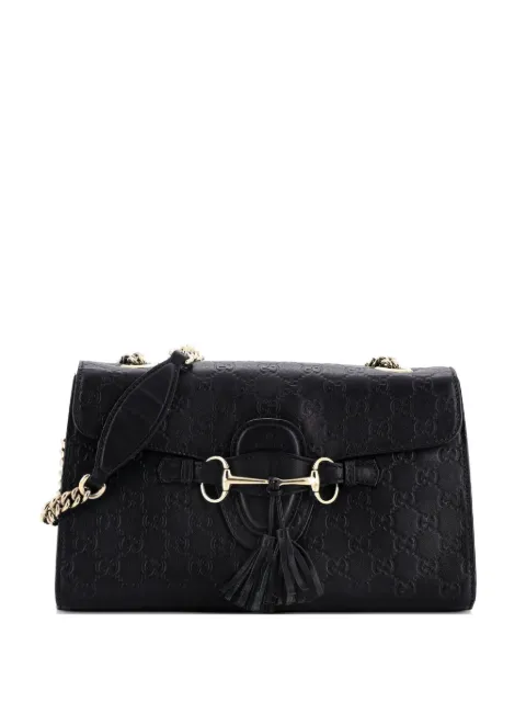 Gucci Pre-Owned Emily Chain Flap Bag Guccissima Leather Medium shoulder bag Black BD2Q5MYA8HL1AUKA