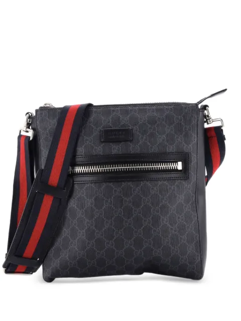 Gucci Pre-Owned Web Strap Front Zip Messenger Bag GG Coated Canvas Medium crossbody bag Black 4AQDSHVH30XJ31K3