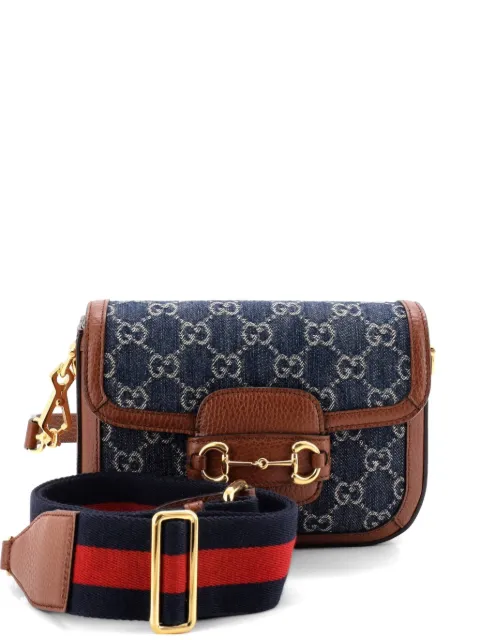 Gucci Pre-Owned Horsebit 1955 GG Denim Mini shoulder bag Blue 35DQTGCKT4OOFB65