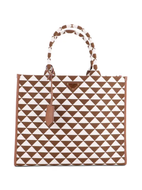 Prada Pre-Owned Symbole Shopper Jacquard Large tote bag Brown VAT9WGJ9R1963828