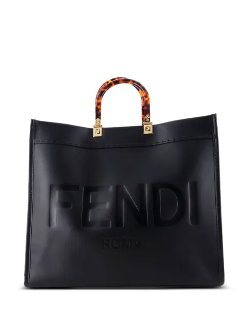 Fendi Pre-Owned Sunshine Shopper Leather Large tote bag Black Z7ZR56Y1KUH5EVKO