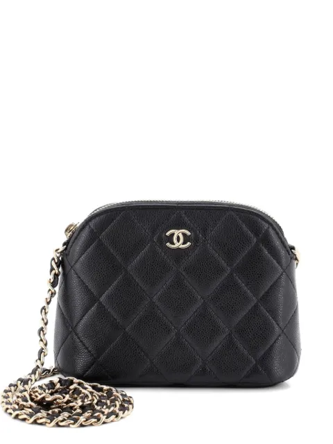 CHANEL Pre-Owned CC Dome Zip Clutch with Chain Quilted Caviar Mini crossbody bag Black YTNX9H99L40PEMI0
