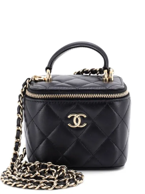 CHANEL Pre-Owned Classic Top Handle Vanity Case with Chain Quilted Lambskin Mini crossbody bag Black YH1E8F5FMJIX809O