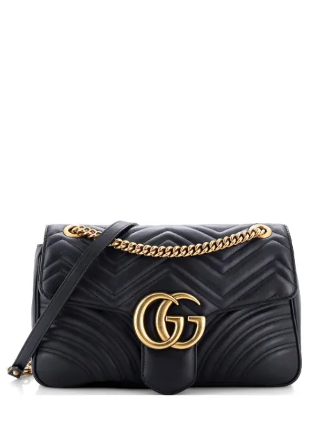 Gucci Pre-Owned GG Marmont Flap Bag Matelasse Leather Medium shoulder bag Black XHI9KO8L6G8QDSNM