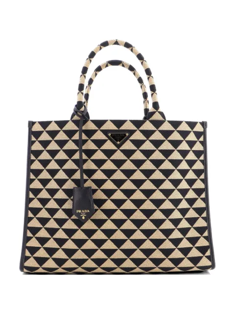 Prada Pre-Owned Symbole Shopper Jacquard Large tote bag Black AW37LXYDX473F9LX