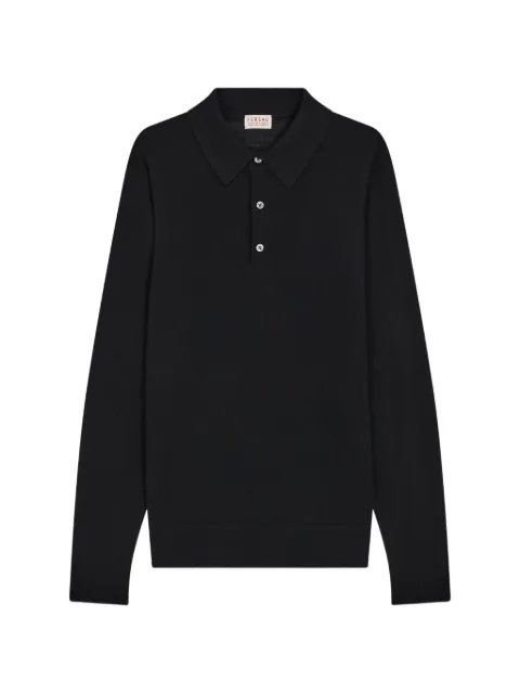 FURSAC long-sleeve wool polo shirt Black FHPTS00155