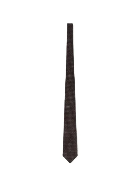 FURSAC geometric-pattern silk tie Brown FHACR00144