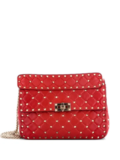 Valentino Garavani Pre-Owned Rockstud Spike Flap Bag Quilted Leather Medium crossbody bag Red TCTJTCLSVCTEN5BK