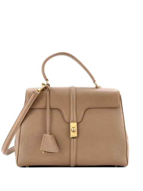 Celine Pre-Owned 16 Top Handle Bag Grained Calfskin Medium shoulder bag Brown HZ8WM96CT3ZKFOOD