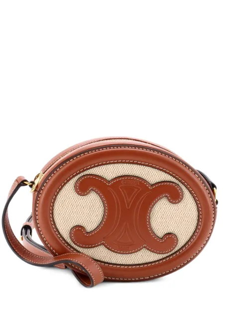 Celine Pre-Owned Triomphe Oval Canvas and Leather crossbody bag Brown BCBPZ3A9CW0X3A4P