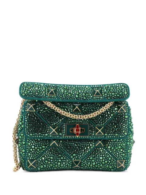 Valentino Garavani Pre-Owned Roman Stud Flap Bag Embellished Suede Medium shoulder bag Green 7C7OSSRFEEM61GMG
